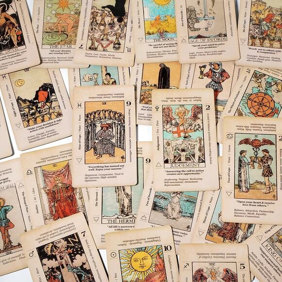 Learn Tarot Keyword Antiqued Classic Tarot Deck Learn 78 Cards Easily - Picture 4 of 7